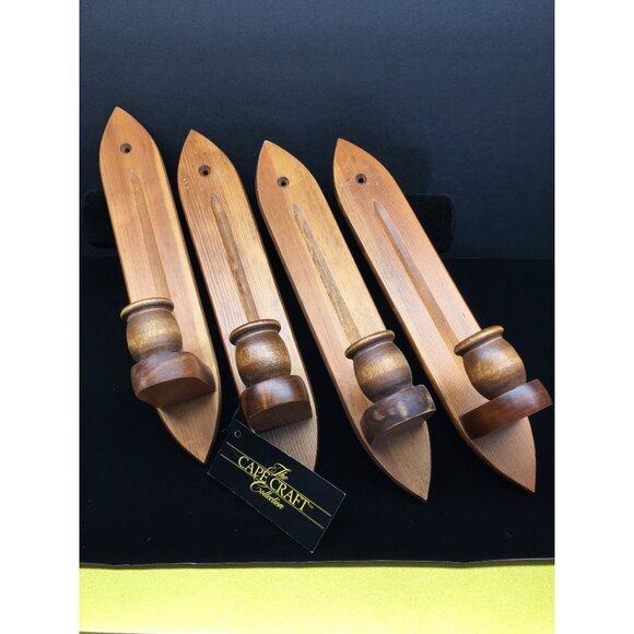 Vtg The Cape Craft Collection Wood Wall Sconces Candle Holders NEW - Set of 4 - Picture 13 of 16